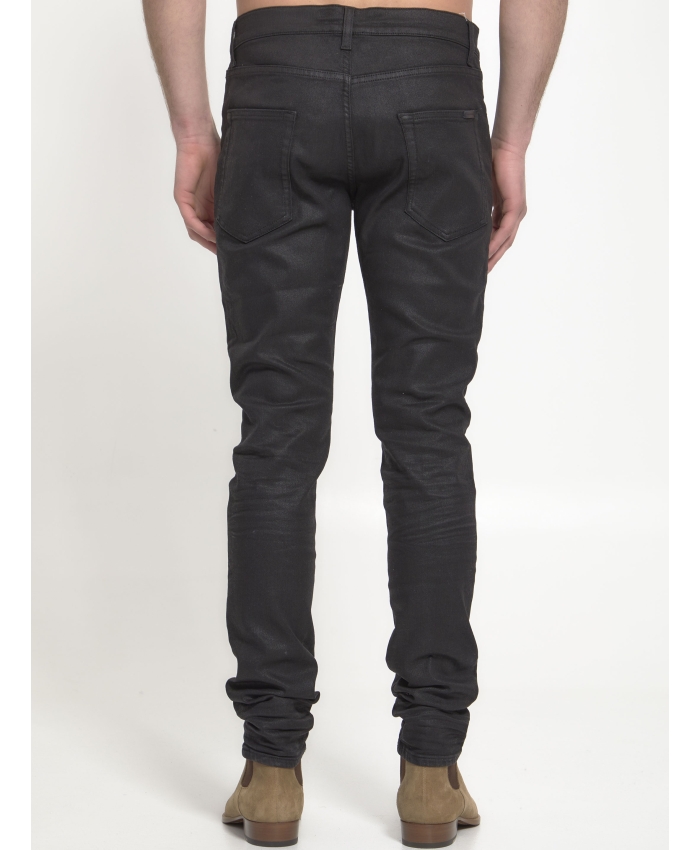 SAINT LAURENT - Jeans skinny in denim nero