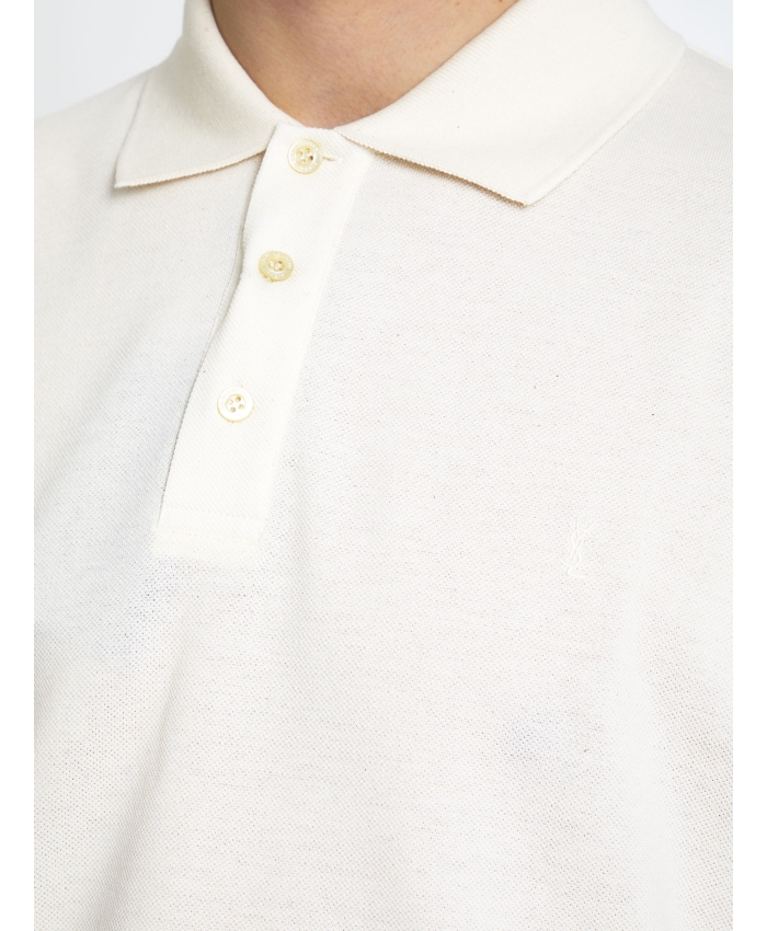 SAINT LAURENT - Monogram polo shirt in cotton piqué