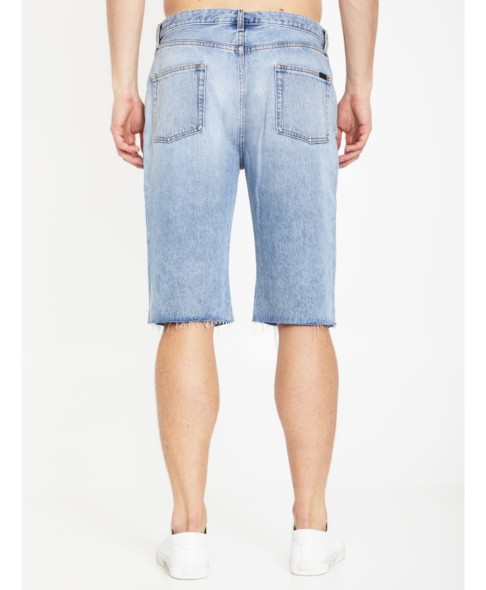 SAINT LAURENT - Light-blue denim bermuda shorts