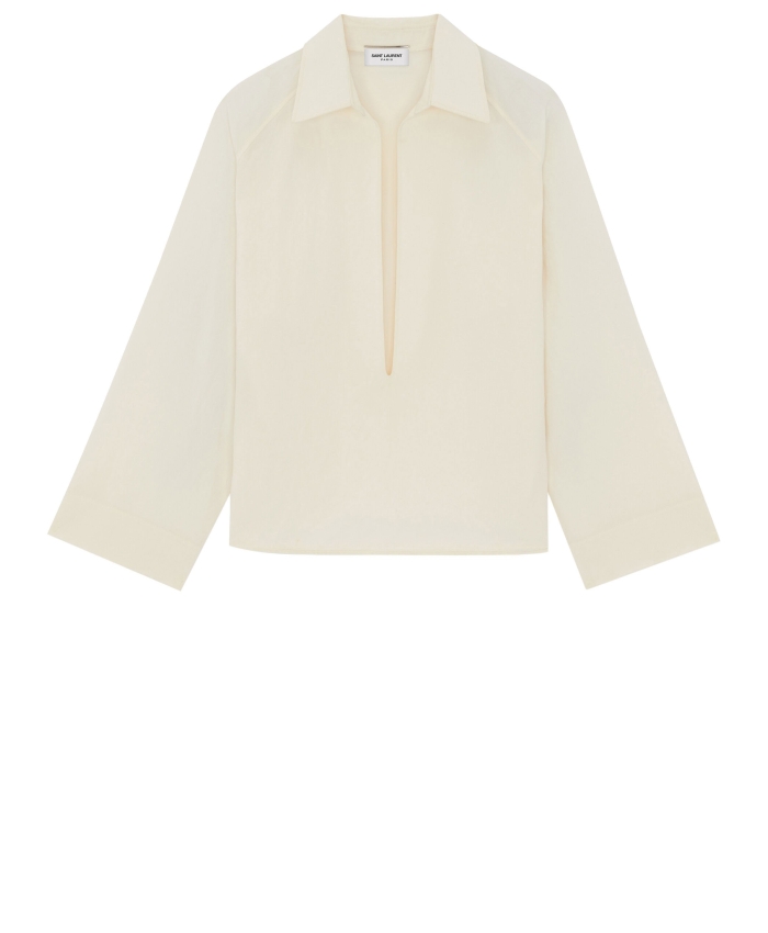 SAINT LAURENT - Vareuse shirt in cotton and linen