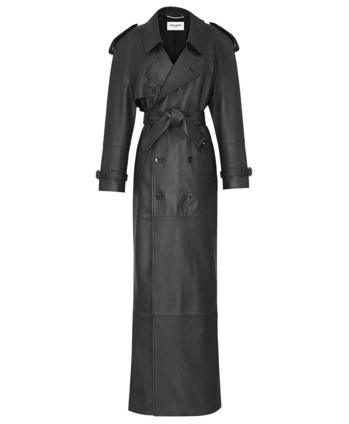 SAINT LAURENT - Leather long trench coat
