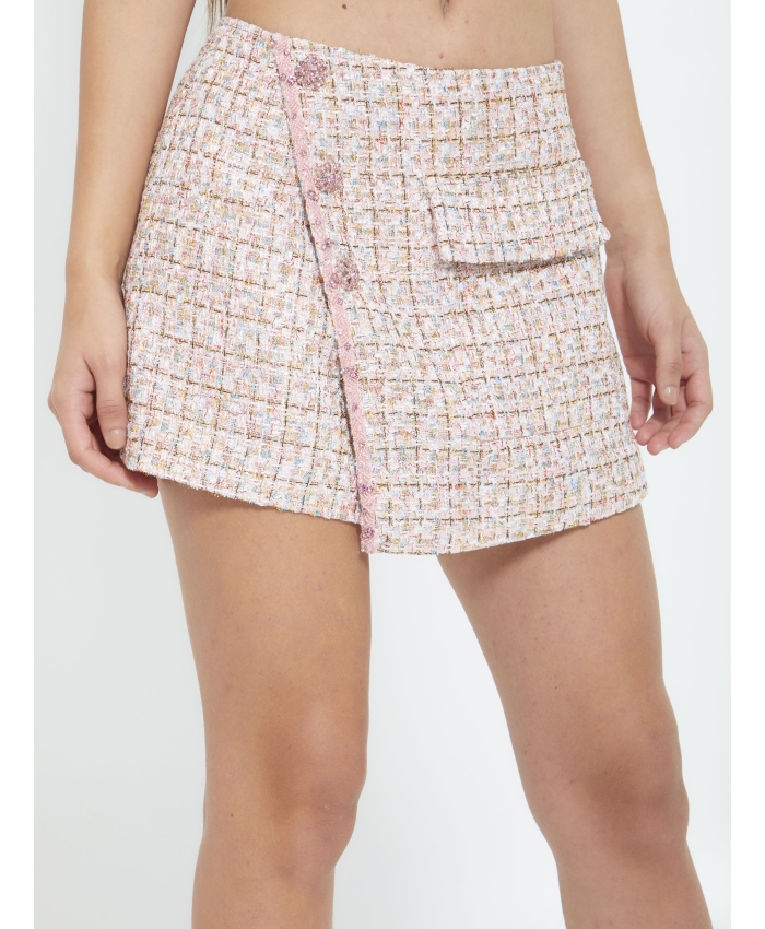 SELF PORTRAIT - Pink bouclé shorts