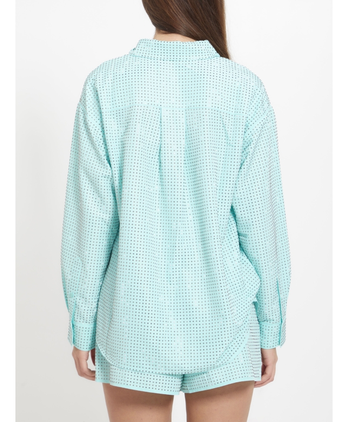 SELF PORTRAIT - Turquoise rhinestone shirt