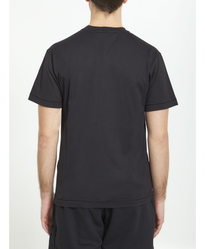 STONE ISLAND - Black cotton t-shirt