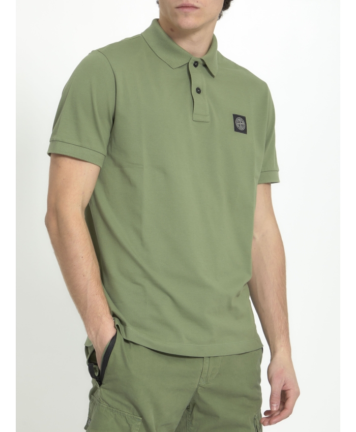 STONE ISLAND - Green Compass polo shirt