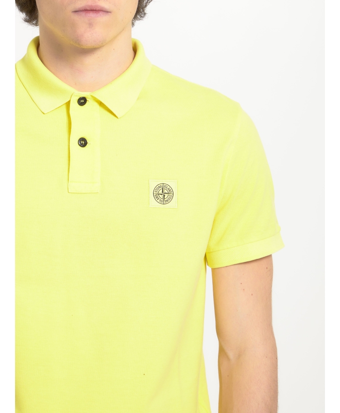 STONE ISLAND - Yellow Compass polo shirt