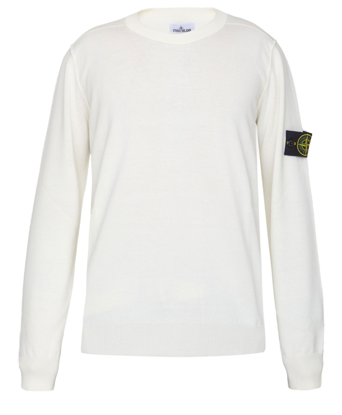 STONE ISLAND - White cotton jumper