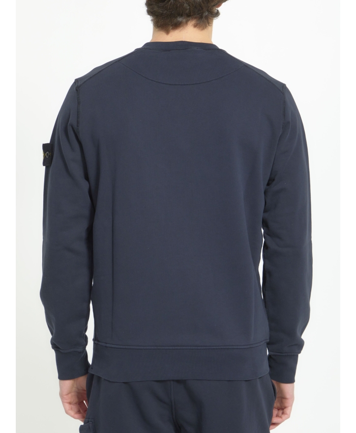 STONE ISLAND - Blue cotton sweatshirt