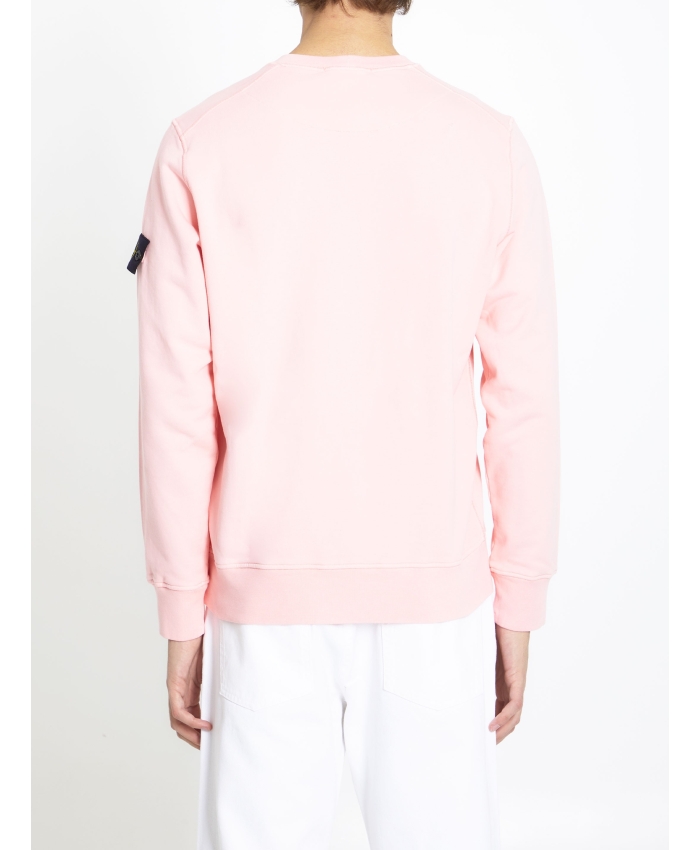 STONE ISLAND - Pink cotton sweatshirt