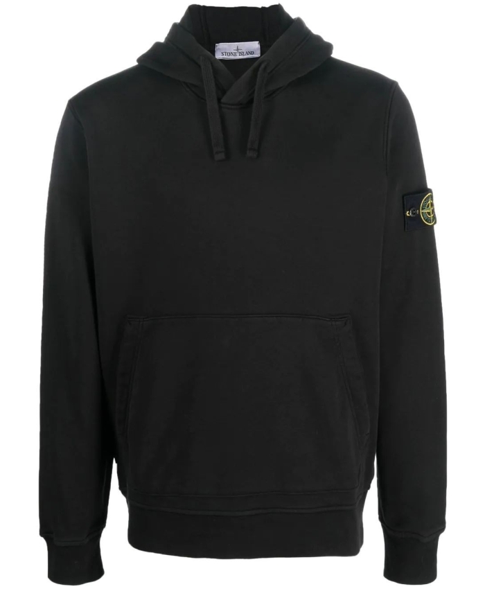 STONE ISLAND - Black cotton hoodie
