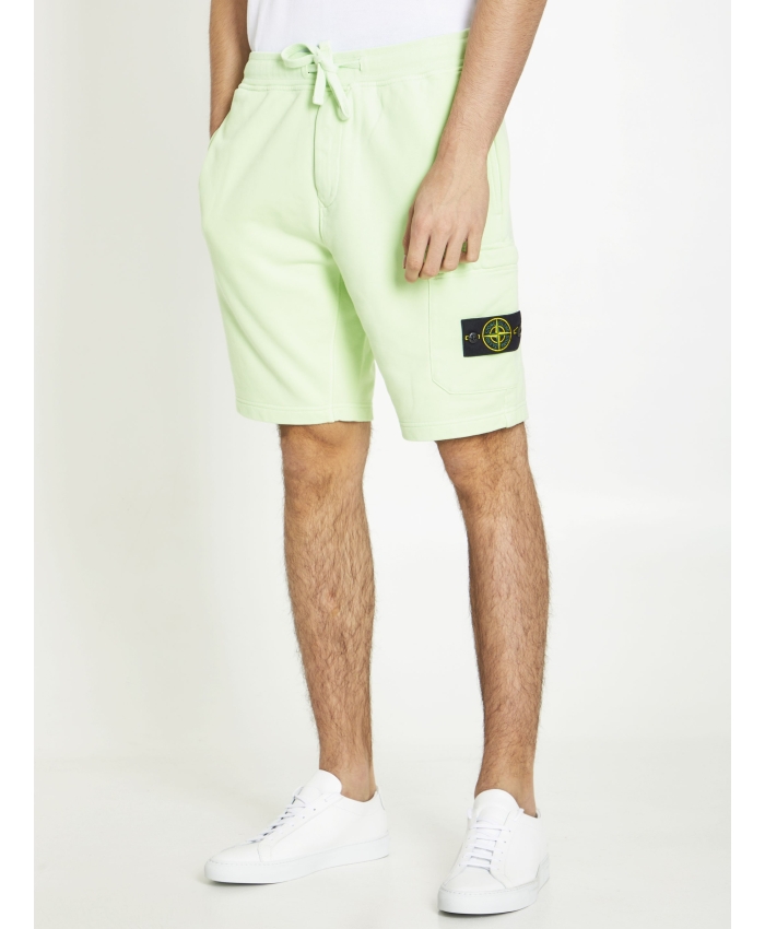 STONE ISLAND - Lime cotton bermuda shorts
