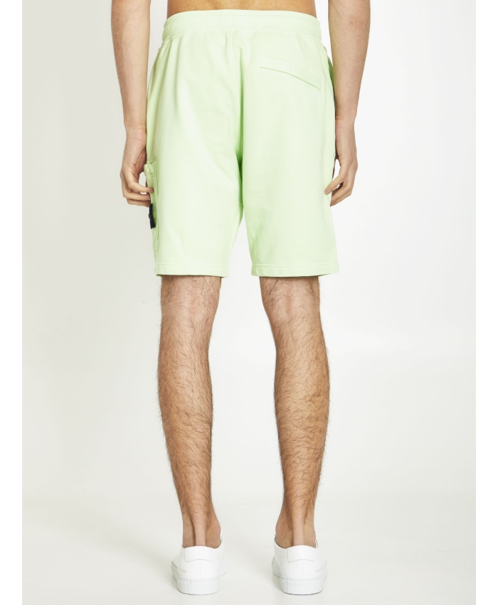 STONE ISLAND - Lime cotton bermuda shorts