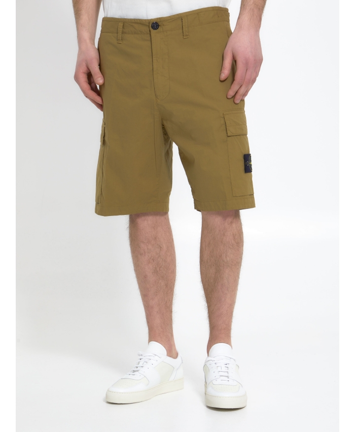 STONE ISLAND - Cotton cargo bermuda shorts