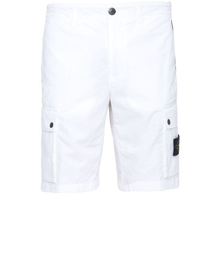 STONE ISLAND - White cotton bermuda shorts