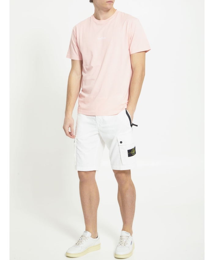STONE ISLAND - White cotton bermuda shorts