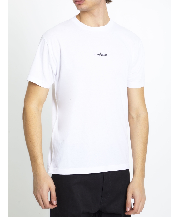 STONE ISLAND - White cotton t-shirt
