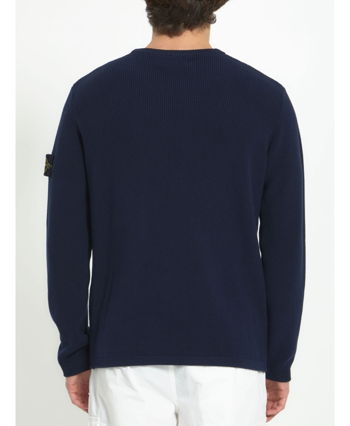 STONE ISLAND - Blue cotton sweater