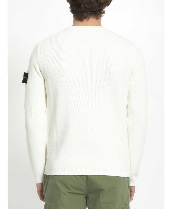 STONE ISLAND - White cotton sweater