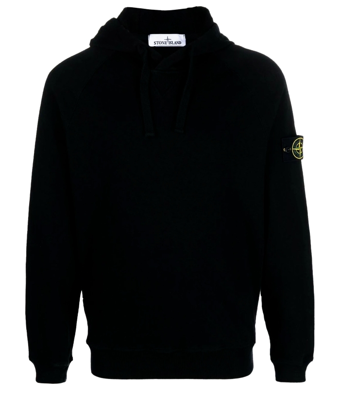 STONE ISLAND - Black cotton hoodie