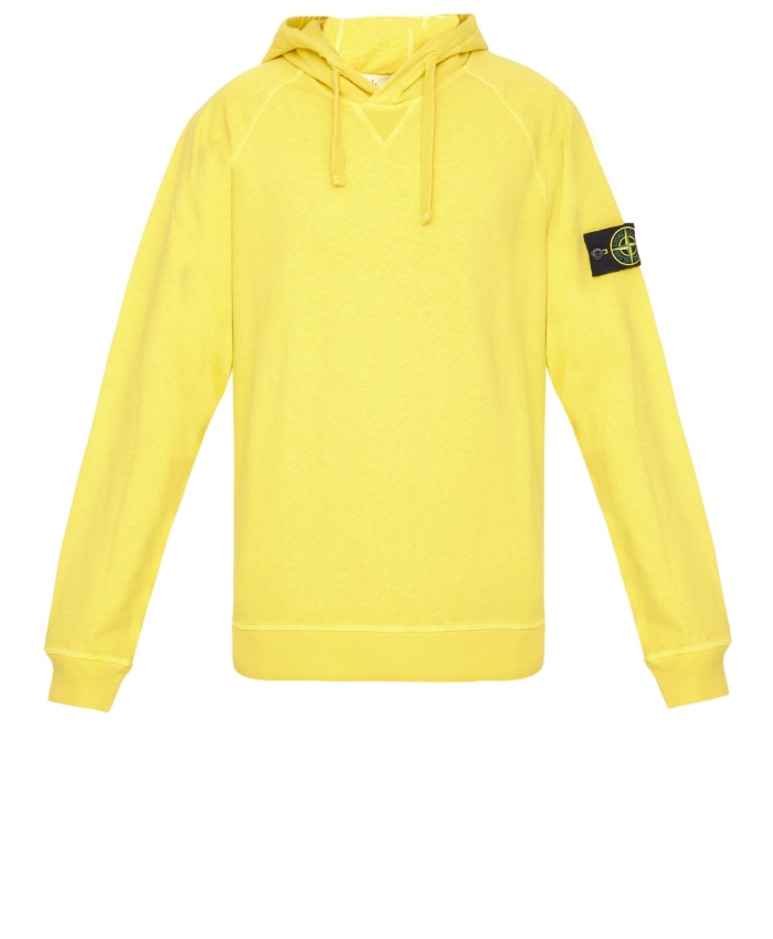 STONE ISLAND - Yellow cotton hoodie