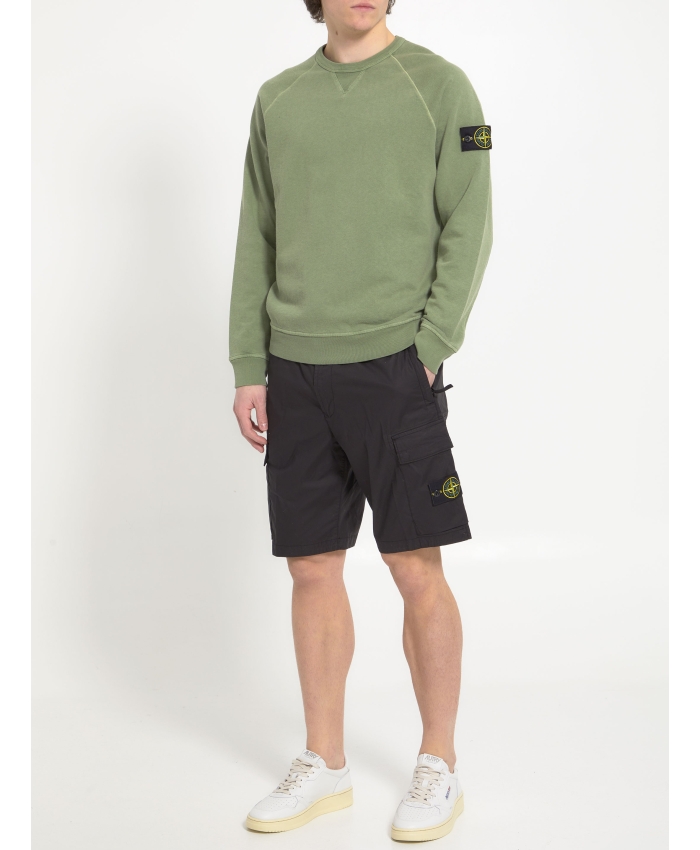STONE ISLAND - Green cotton sweatshirt