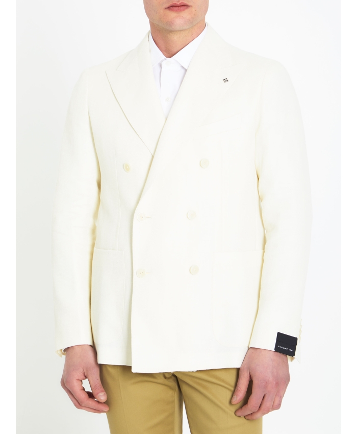 TAGLIATORE - Cream-colored double-breasted jacket