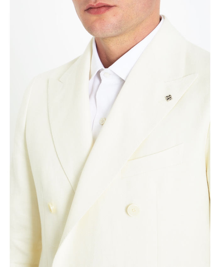 TAGLIATORE - Cream-colored double-breasted jacket