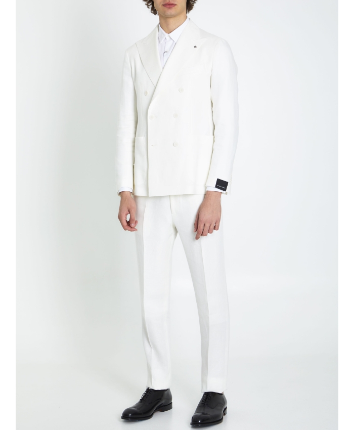 TAGLIATORE - Two-piece suit in white linen
