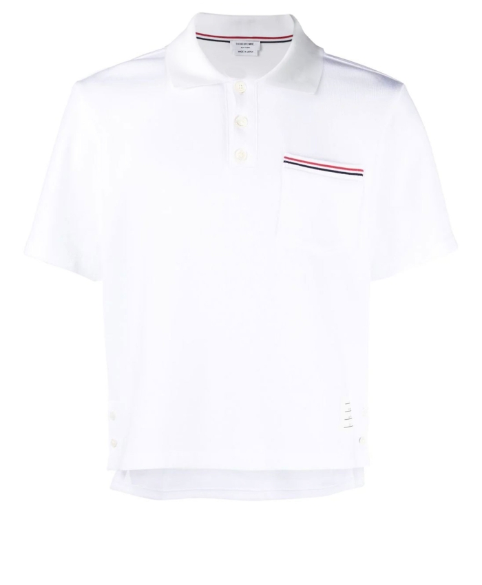 THOM BROWNE - White cotton polo shirt