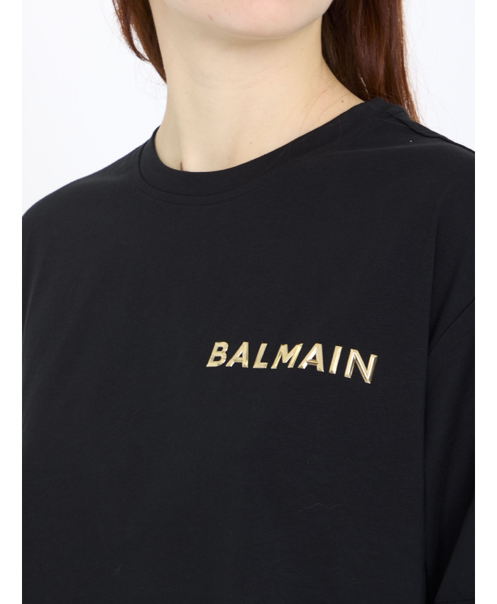 BALMAIN - T-shirt con logo in metallo