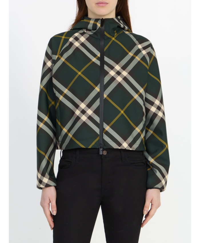 BURBERRY - Check cropped lightweight jacket