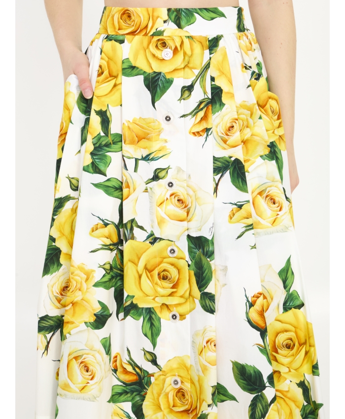 DOLCE&GABBANA - Rose-print skirt