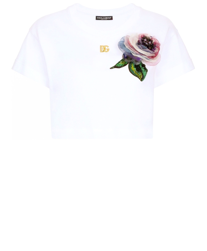DOLCE&GABBANA - T-shirt with floral appliqué