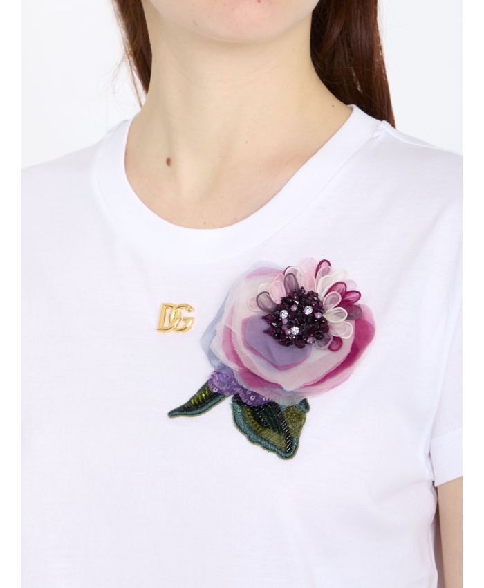 DOLCE&GABBANA - T-shirt with floral appliqué