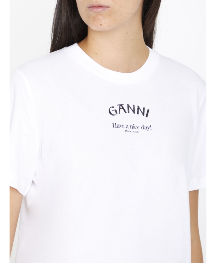 GANNI - T-shirt con logo Ganni