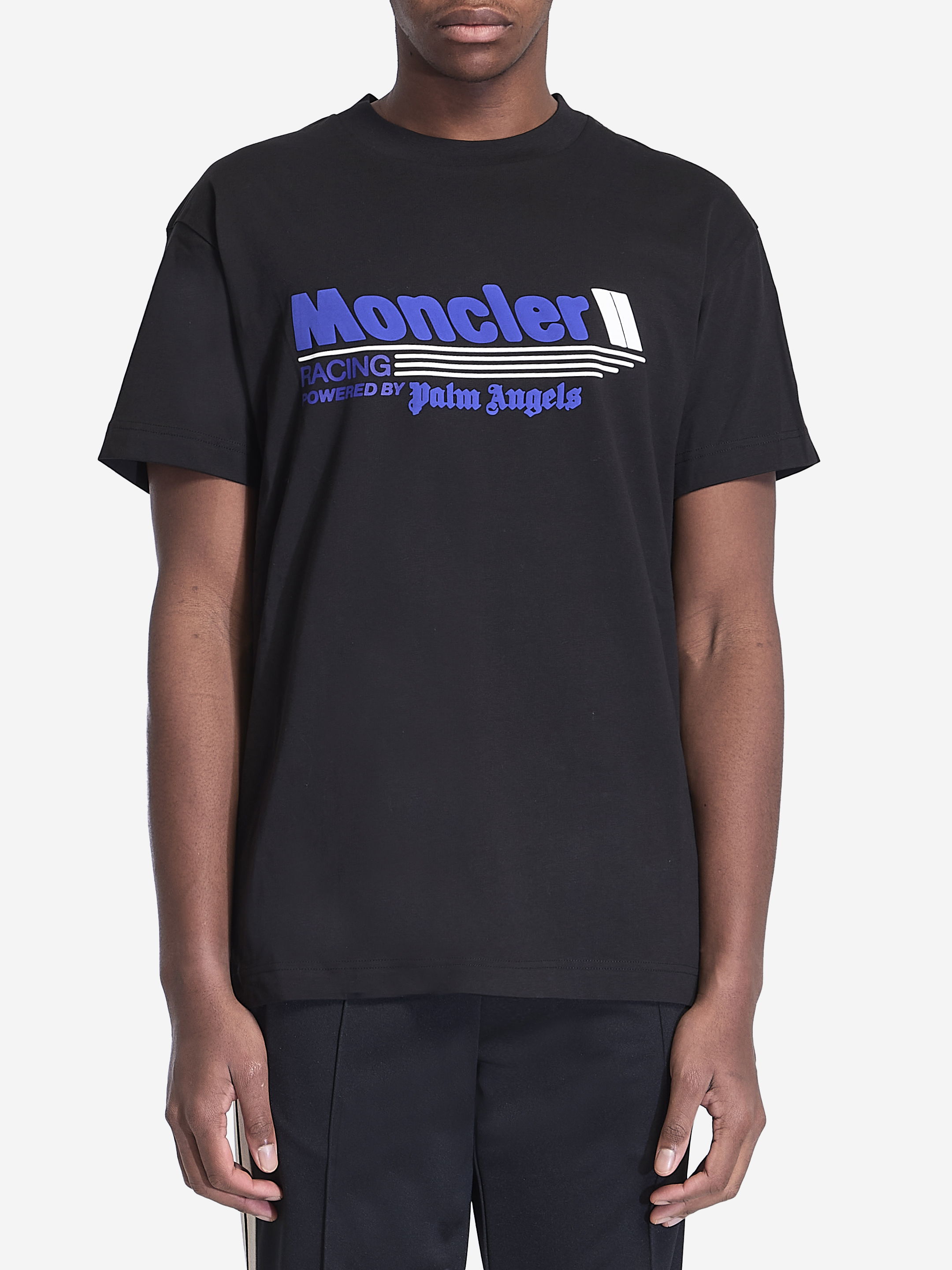 MONCLER X PALM ANGELS Racing logo t shirt Leam Roma Luxury Shopping Online