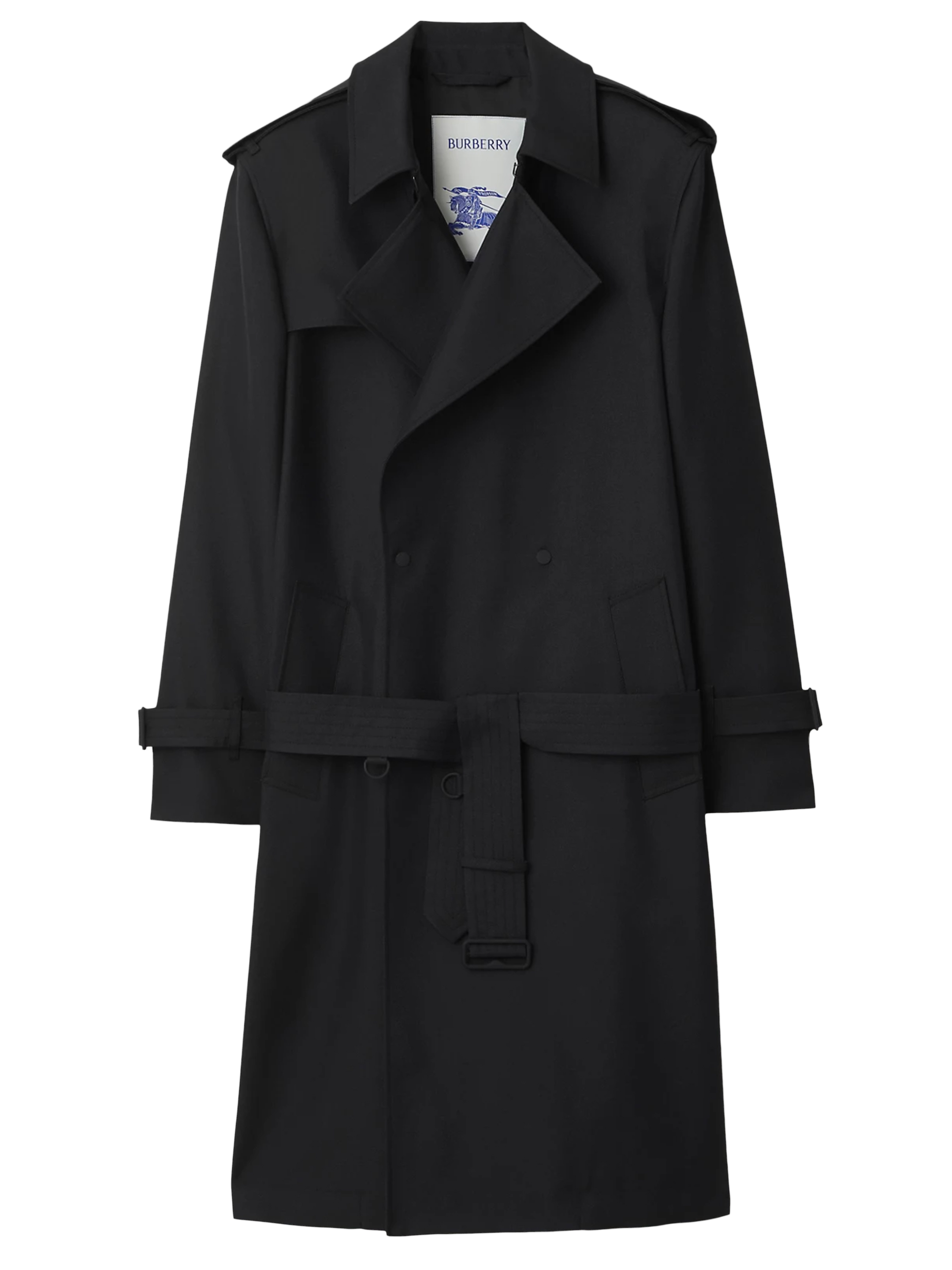 Shop Burberry Long Trench Coat In Silk Blend In Black