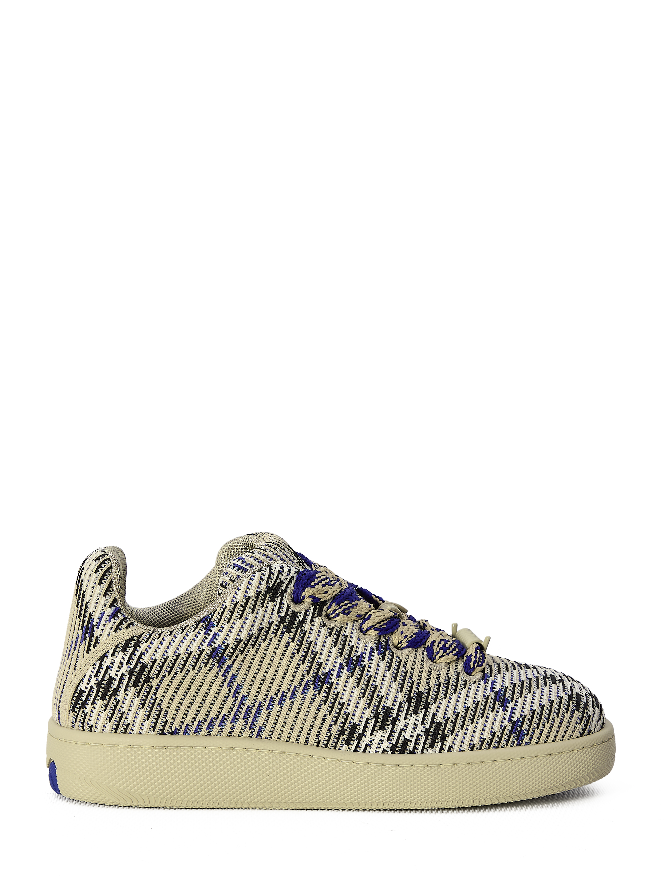 Shop Burberry Check Knit Box Sneakers In Beige