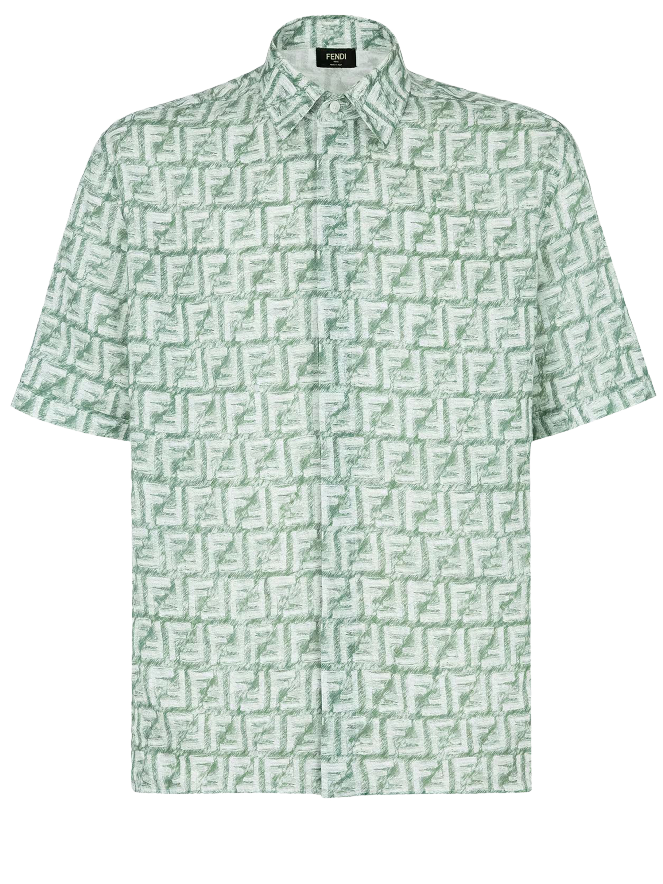 Shop Fendi Ff Linen Shirt In Green
