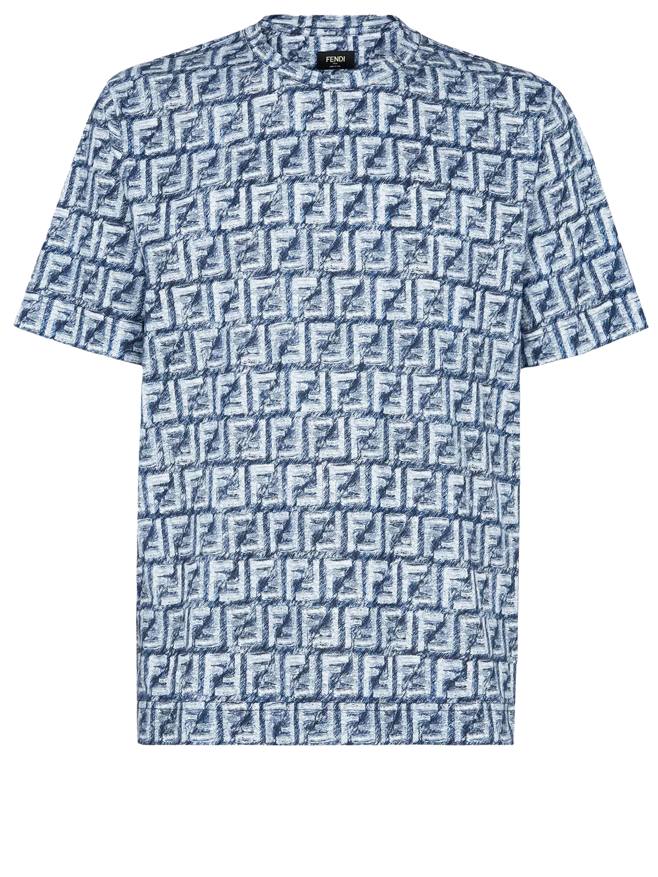 Shop Fendi Ff Cotton Tshirt In Light Blue