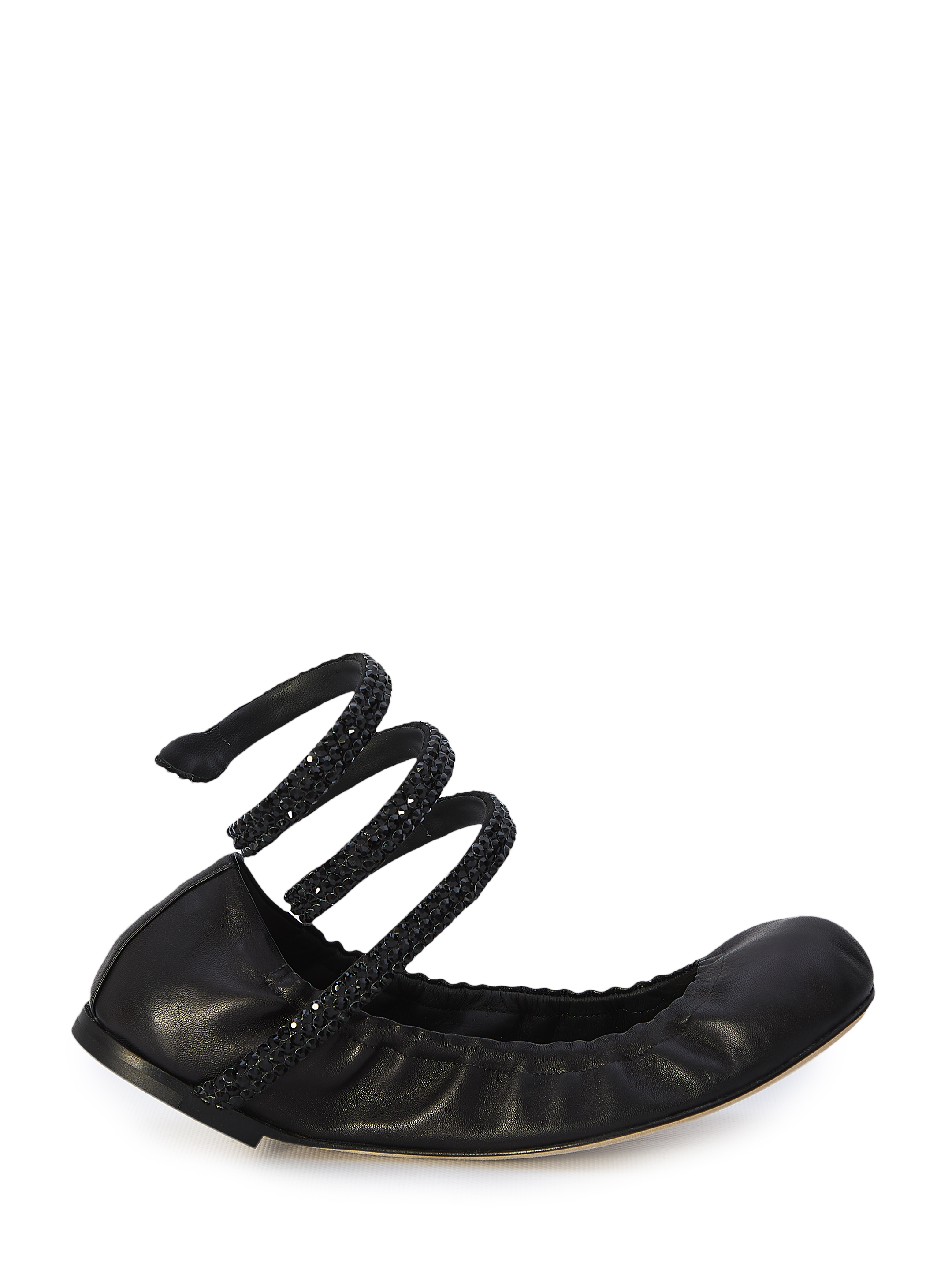 René Caovilla Cleo Crystal-embellished Ballerina Shoes In Black