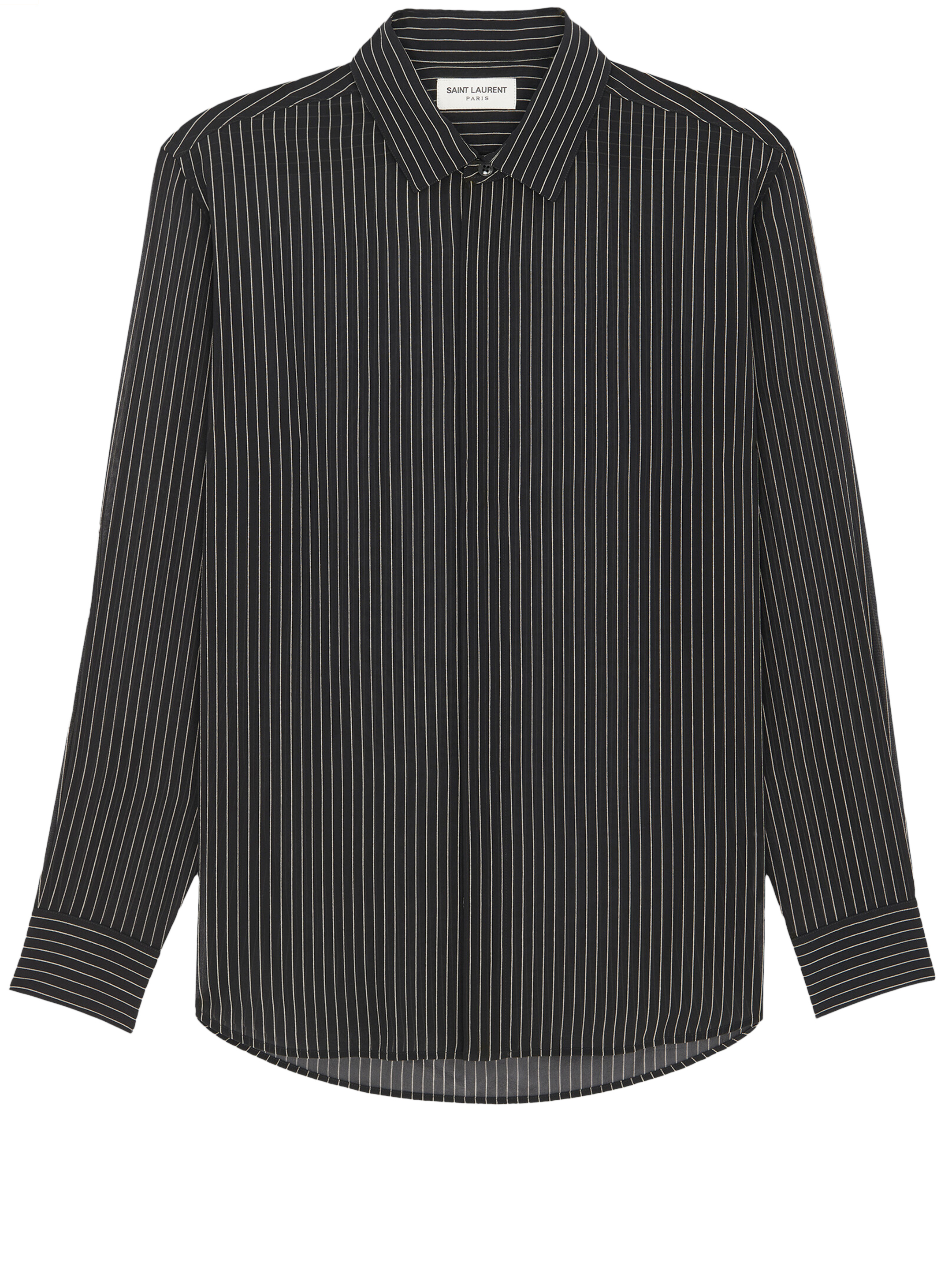 Saint Laurent Silk Georgette Shirt In Black