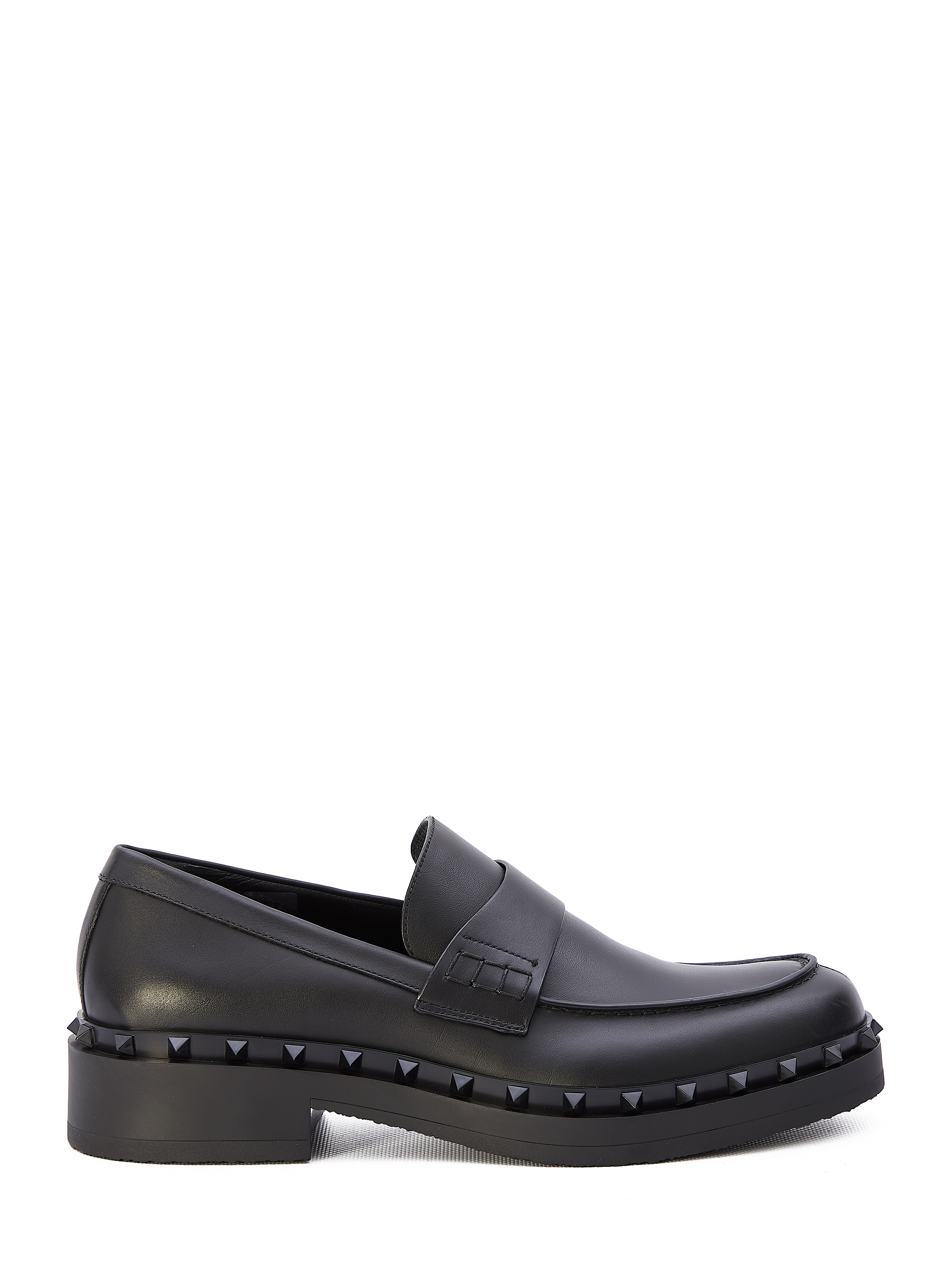 Shop Valentino Rockstud Mway Loafers In Black